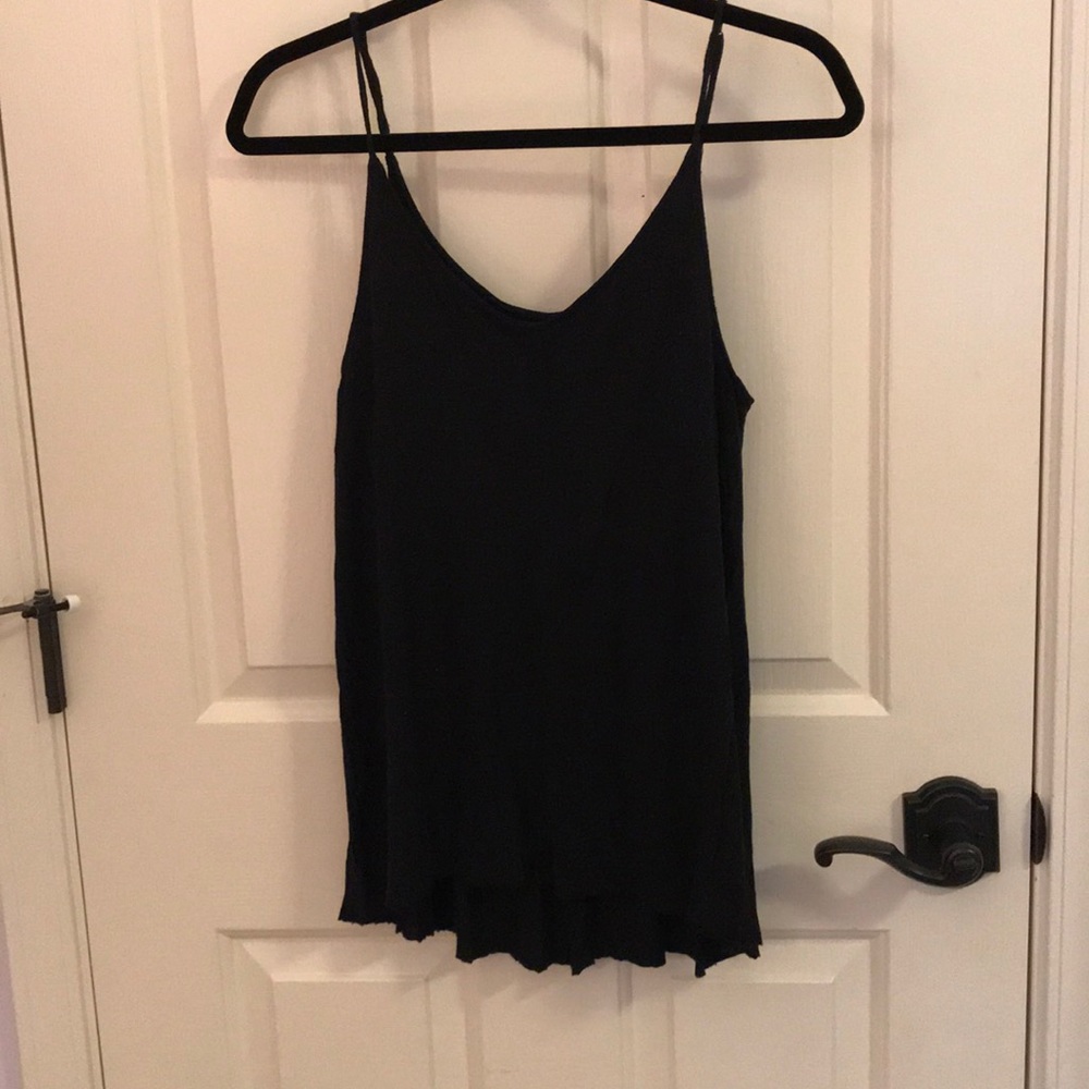 American Eagle Black Loose Top with Bra Shelf
